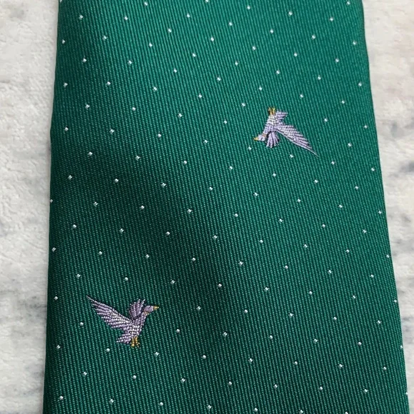 Vintage Green Polka Dot Ducks Print Japan Tie - Picture 4 of 5
